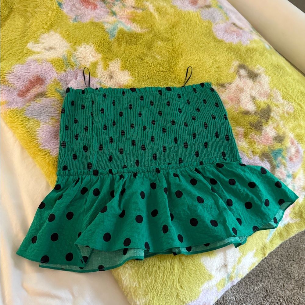 Zara Green Polka Dot Ruffle Skirt